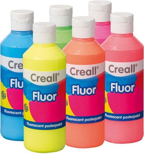 Creall plakkaatverf set - Fluor 6x250ml voor kinderen en creatievelingen