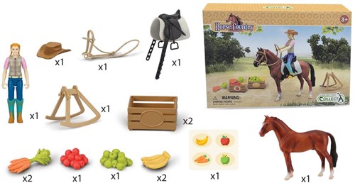 Collecta coffret jouet cheval avec cavalière et accessoires - jeu réaliste-2