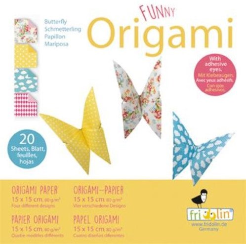 Fridolin Origami speelgoed - Vlinder vouwen papier 20 vellen 15x15 cm