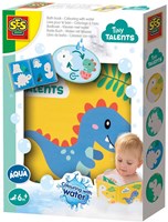 Ses badboek dino's - waterkleurboek voor kinderen - herbruikbaar en waterbestendig