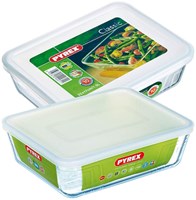 Pyrex plat à four rectangulaire avec couvercle verre lot 2 pièces 1,5L 2,6L