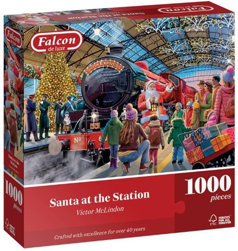 Jumbo puzzel 1000 stukjes Falcon kerst stoomlocomotief winter