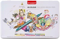 Bruynzeel fineliner brushpen set 48 kleuren voor tekenen en handlettering