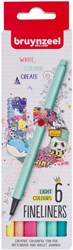 Bruynzeel fineliner set - pastel kleuren - 6 stuks - fineliners