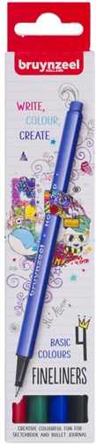 Bruynzeel Fineliner set - 4 kleuren - Schrijfwaren voor school en thuis