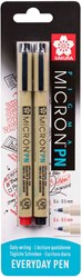 Sakura stylos Pigma Micron PN noir rouge - lot de 2 pièces