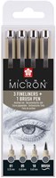 Sakura set de feutres fins - Pigma Micron 4 tailles gris froid stylos dessin