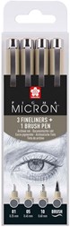 Sakura set de feutres fins - Pigma Micron 4 tailles gris froid stylos dessin