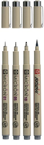 Sakura set de feutres fins - Pigma Micron 4 tailles gris froid stylos dessin-2