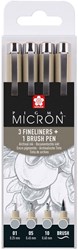 Sakura fineliner set - Pigma Micron 4 maten licht koelgrijs