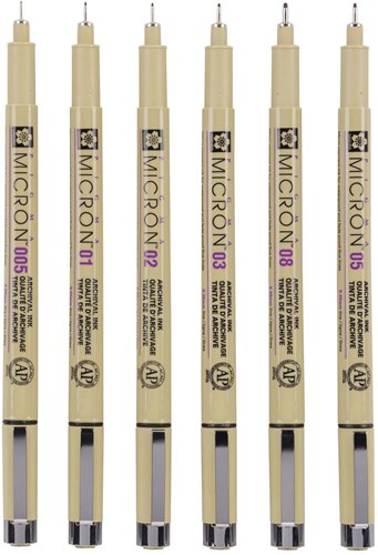 Sakura set de feutres fins - 6 stylos noirs Pigma Micron pour dessin-3