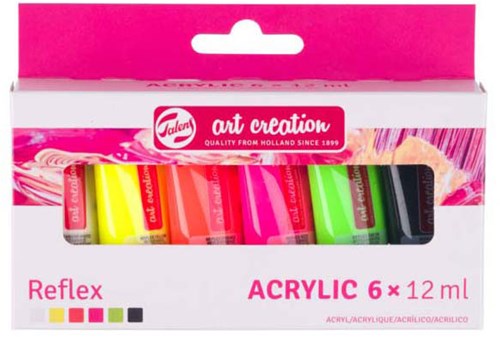 Acrylverf set reflex schilderen 6 kleuren 12ml tubes assorti