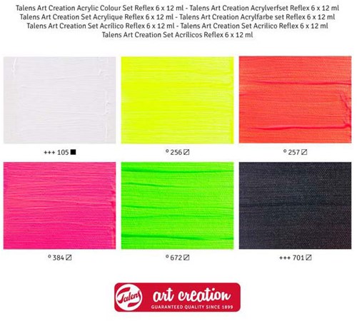 Acrylverf set reflex schilderen 6 kleuren 12ml tubes assorti-3