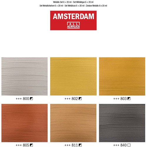 Royal Talens Amsterdam set de peinture acrylique métallique 6x20 ml pour artistes-3