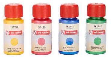Talens set de peinture textile perle 4 couleurs 50 ml pastel tissu-2