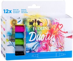 Duotip Marqueurs Set de base feutres de couleur - 12 couleurs - Ecoline