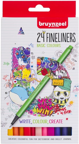 Bruynzeel fineliner set 24 kleuren - creatieve stiften voor kinderen