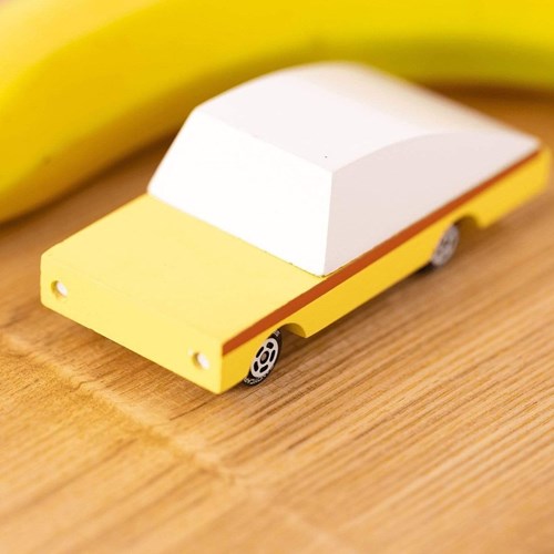 Candylab houten speelgoedauto geel - Candycar B. Nana designauto