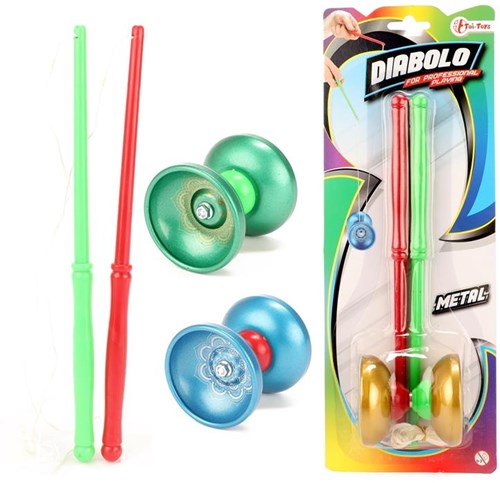 Toi-Toys diabolo speelgoed set 24 cm - Kunststof jongleer diabolo