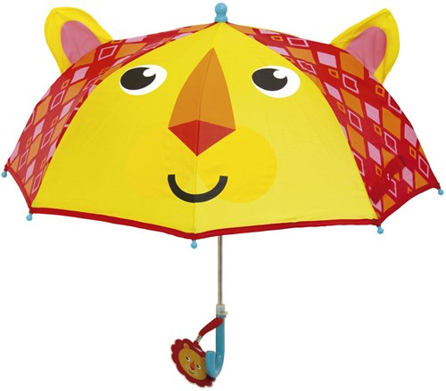 Fisher-Price paraplu enfant lion jaune-rouge 70 cm - parapluie animal joyeux-2