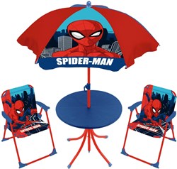 Lobbes Spiderman kinder tuinset met tafel, stoelen en parasol