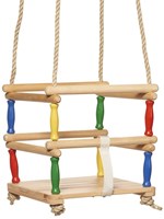 nic schommelzitje houten babyschommel beige 30x30 cm tuinplezier
