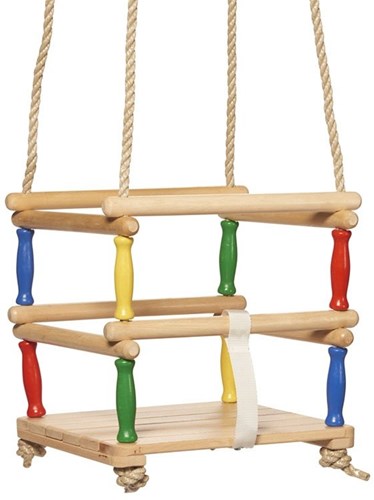 nic schommelzitje houten babyschommel beige 30x30 cm tuinplezier