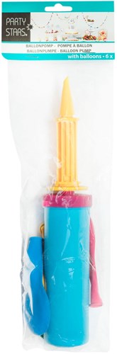 Ballonnenpomp multicolor feestaccessoire met 6 ballonnen Party Stars-2