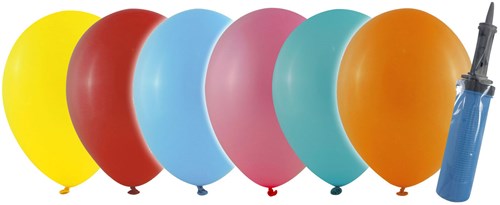 Ballonnenpomp multicolor feestaccessoire met 6 ballonnen Party Stars