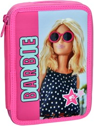 Barbie etui 2-vaks gevuld roze multi kleuren schoolspullen