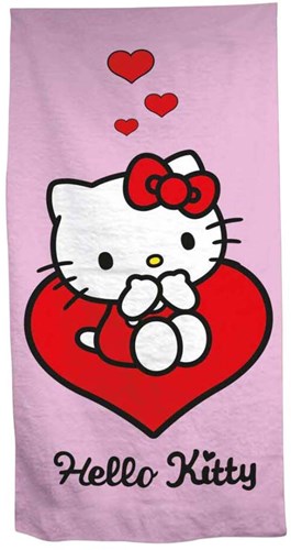 Lobbes Hello Kitty strandlaken hart 70x140 cm - kinderbadhanddoek