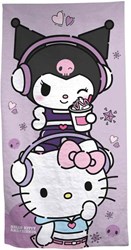 Lobbes strandlaken Hello Kitty & Kuromi - 70x140 cm - sneldrogend