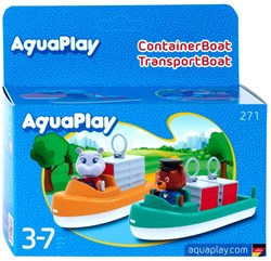 Aquaplay containerboot - transportboot speelgoed set met figuren