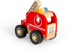 BigJigs camion de pompier jouet en bois - mini véhicule de secours