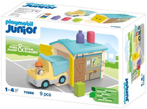 Playmobil bouwplaats Junior Werkman met sorteer-garage speelgoedset-2