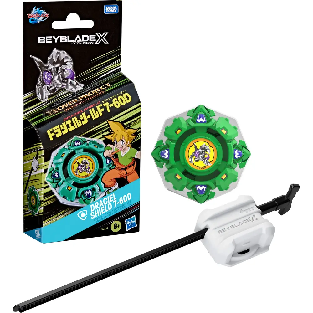 Hasbro Beyblade X Draciel Shield 7-60D tol en launcher groen