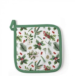 Ambiente pannenlap winter greenery wit - keukentextiel kerst