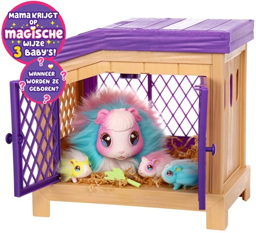 Moose Toys Little Live Pets interactieve cavia regenboog knuffel met baby's-3