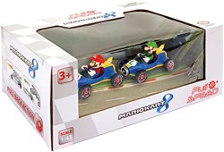 Super Mario voitures jouets de course pull-back Mach 8 twin pack Mario Luigi