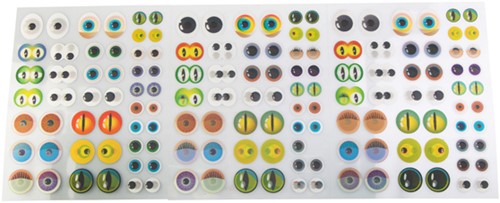 3D Eyes Stickers flat coloured set of 144