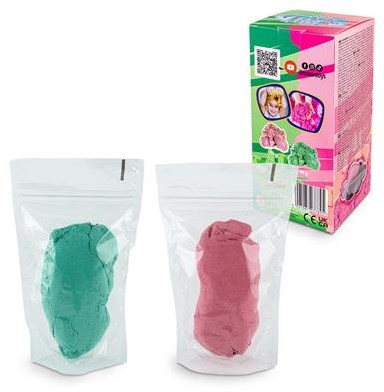 Tuban sable cinétique Fluffy Sand - sable à modeler rose et vert 2 x 70 g-3