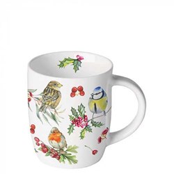 Ambiente mug en porcelaine Birds in winter 200ml tasse à café blanche