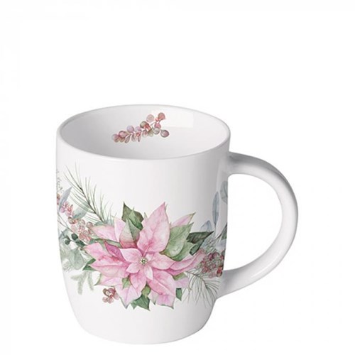 Ambiente mug en céramique 200ml poinsettia rose tasse à café Noël