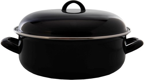 Imperial Kitchen braadpan emaille zwart 28 cm - kookpan voor alle warmtebronnen