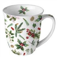 Ambiente Mok 400ml Winter greenery wit