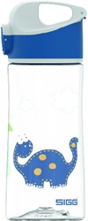 SIGG drinkfles kind Dino 0,45L - Tritan - transparant blauw - met rietje