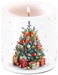 Ambiente kaars kerstboom decoratie klein - witte stompkaars