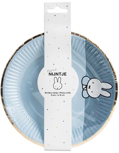 Haza assiettes de fête Miffy bleu avec bord doré - lot de 8 - anniversaire enfant-2