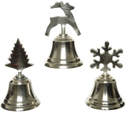 Decoris tafelbel aluminium zilver kerstdecoratie rendier sneeuwvlok