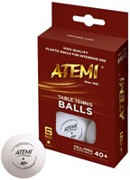 Atemi balles de tennis de table 1 étoile blanches - lot de 6 pour ping-pong